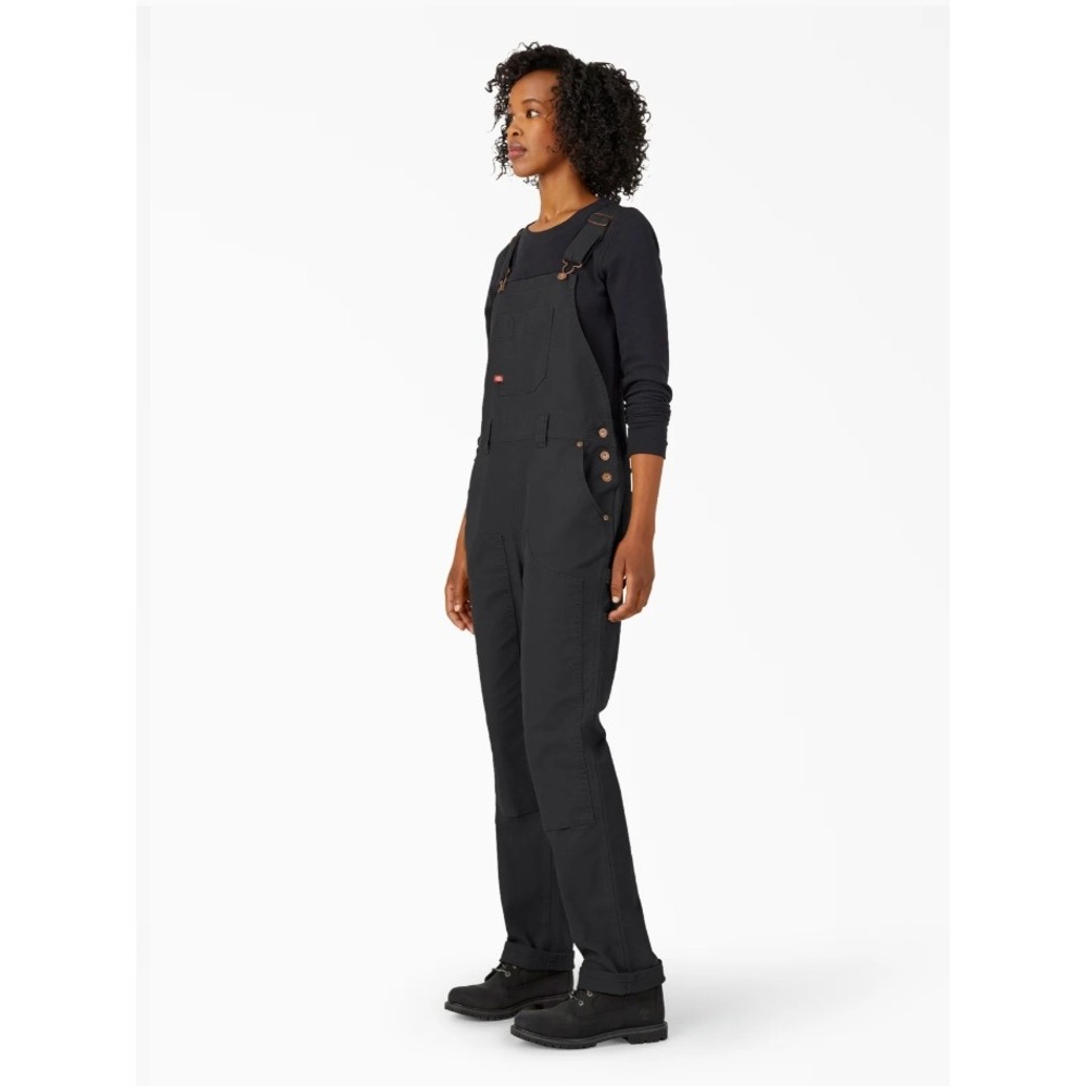 Dickies Overalls Women Sml Black Duck Canvas Bib Workwear Double Knee FB2500RBK